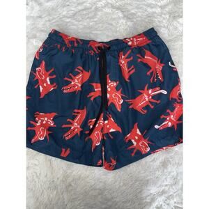 Quiksilver "Julien David" men's sz. XS blue/red "All Dogs" swim trunks. Grt.cond